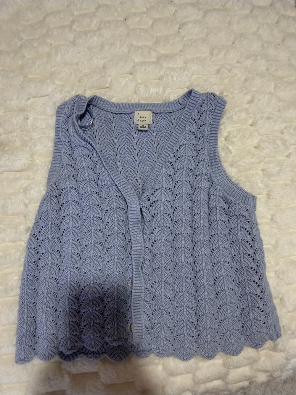 a new day Lavender Crochet Knit Sleeveless Cardigan Vest
